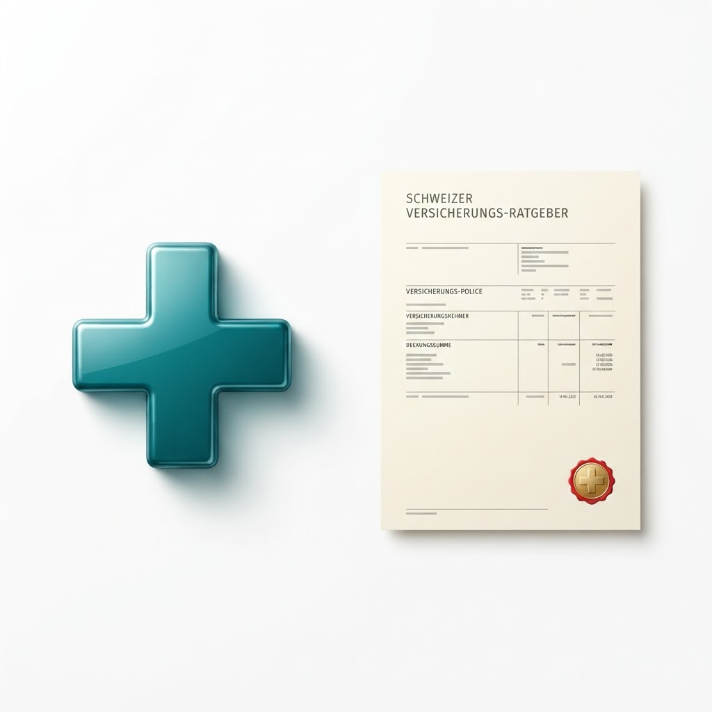 Documento assicurativo svizzero e simbolo sanitario