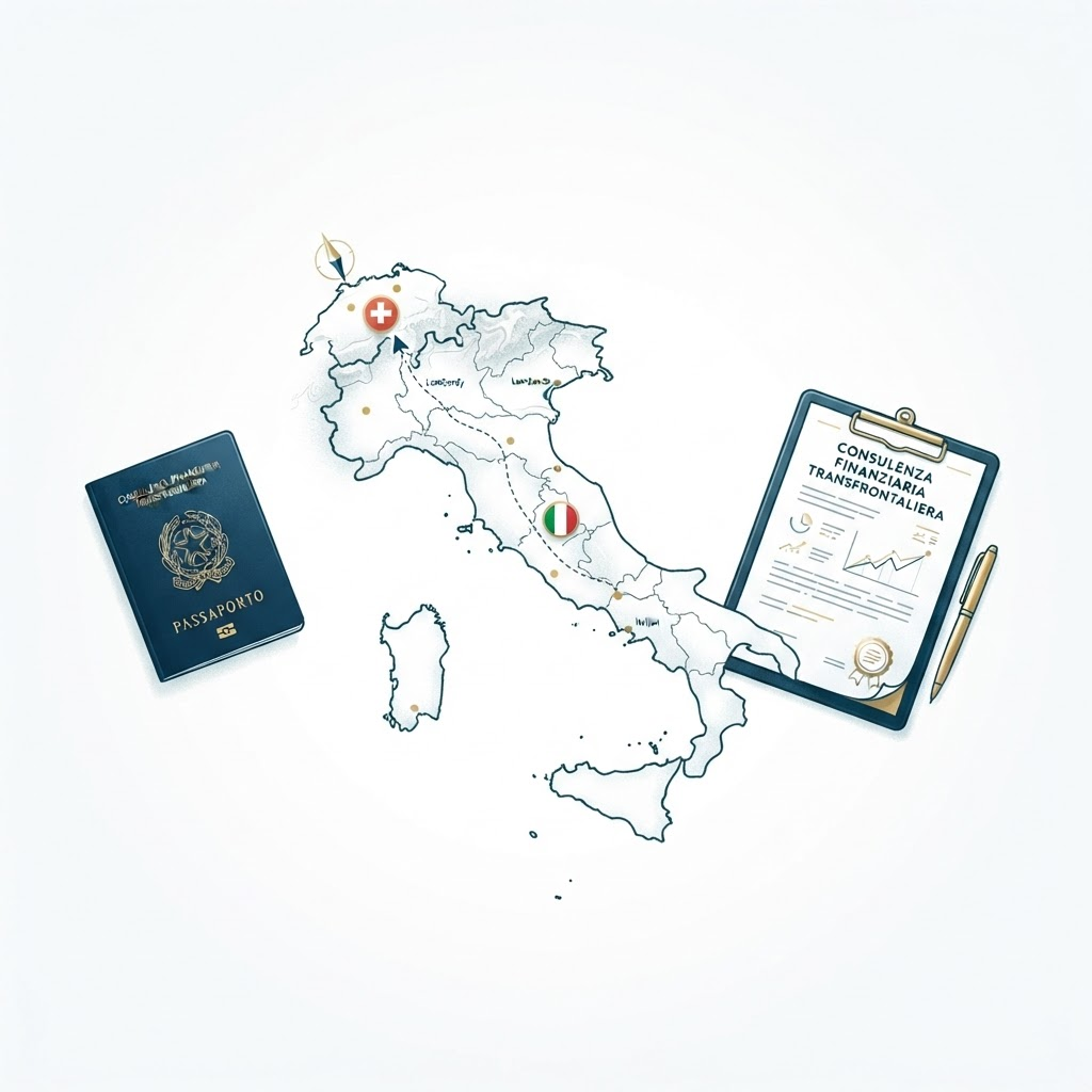 Illustrazione di un percorso finanziario tra Italia e Svizzera